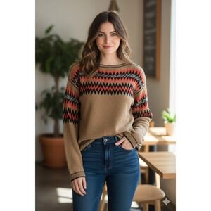 Sita Murt Fair Isle Nordic Alpaca Blend Designer Sweater Fall Color Womens Sz 12